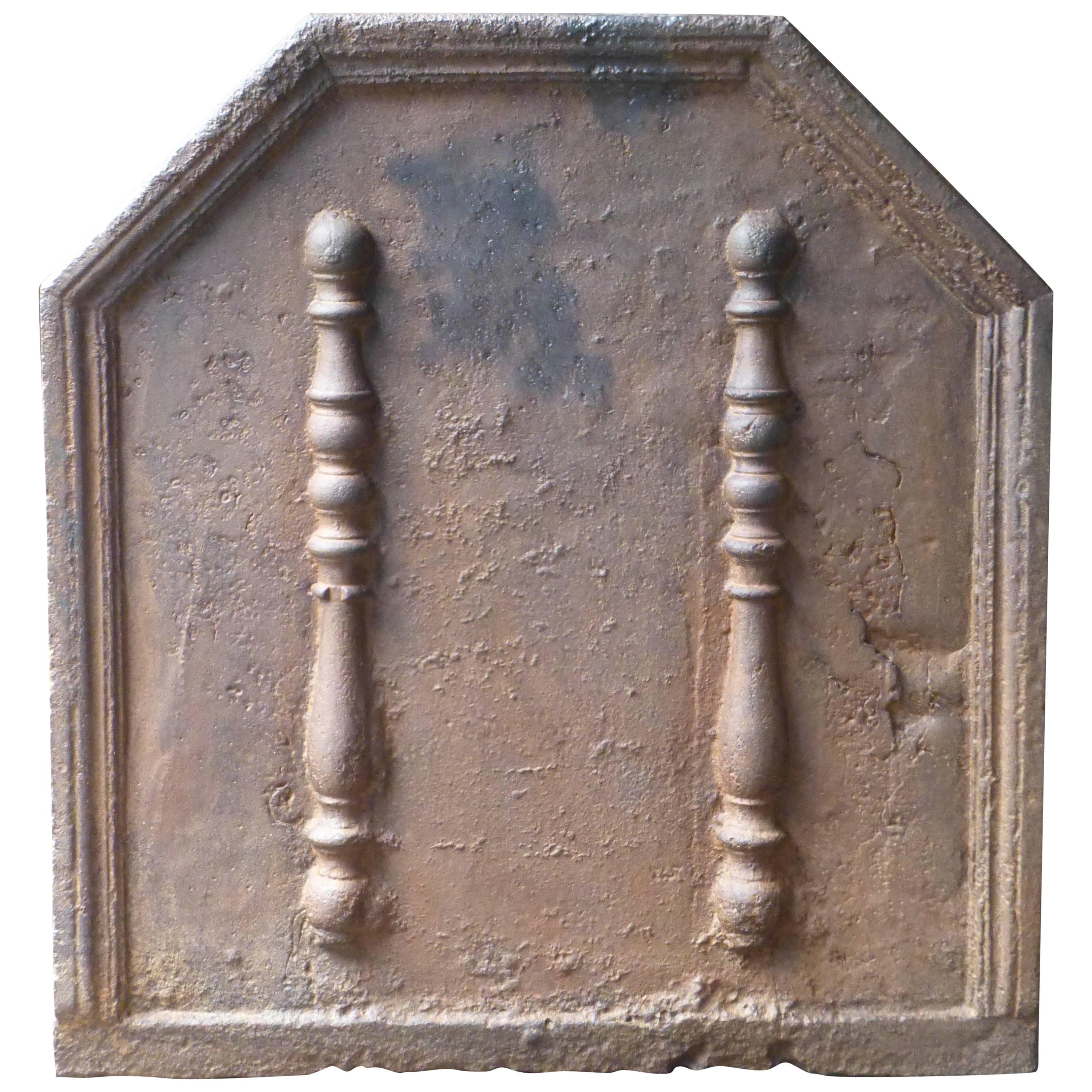 18th Century French Fireback / Backsplash with Pillars of Hercules For Sale