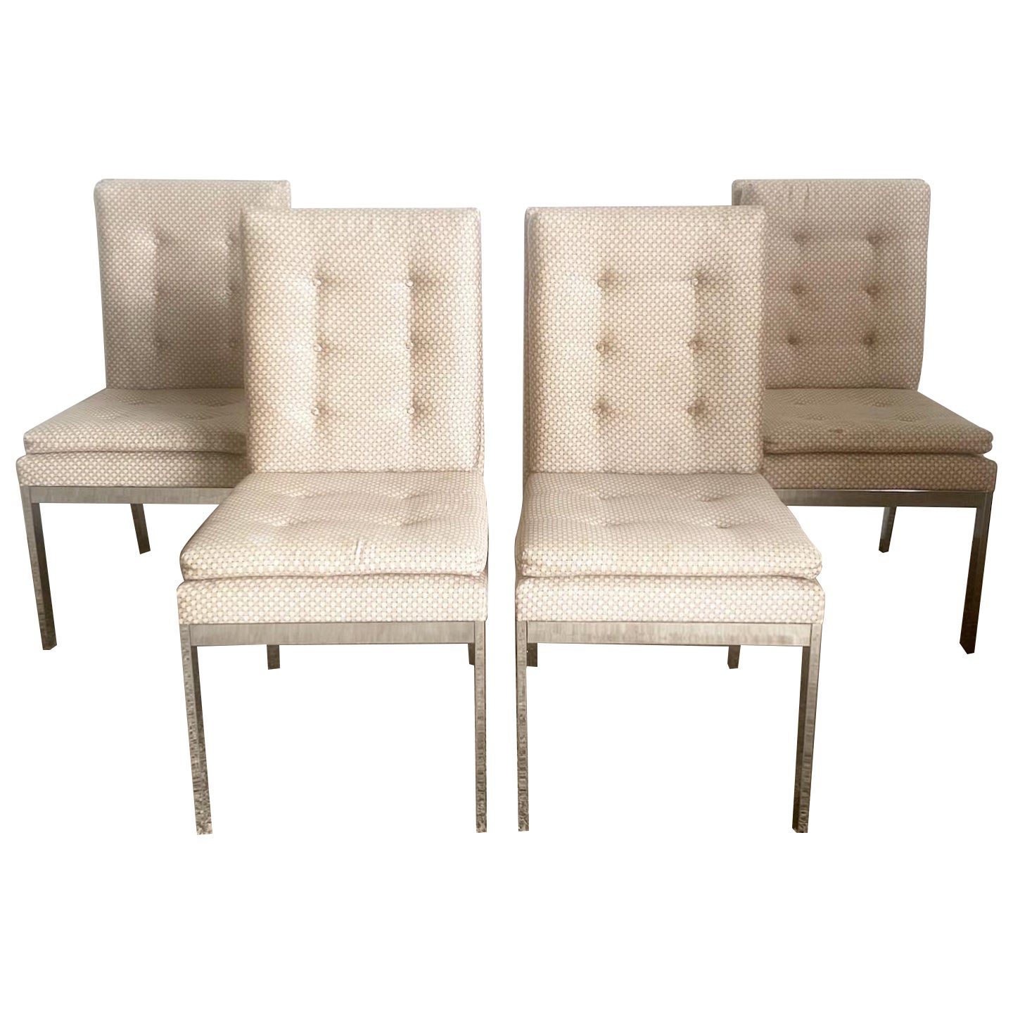 Mid Century Modern Chrome and Tufted Fabric Dining Chairs by DIA - Set of 4 For Sale