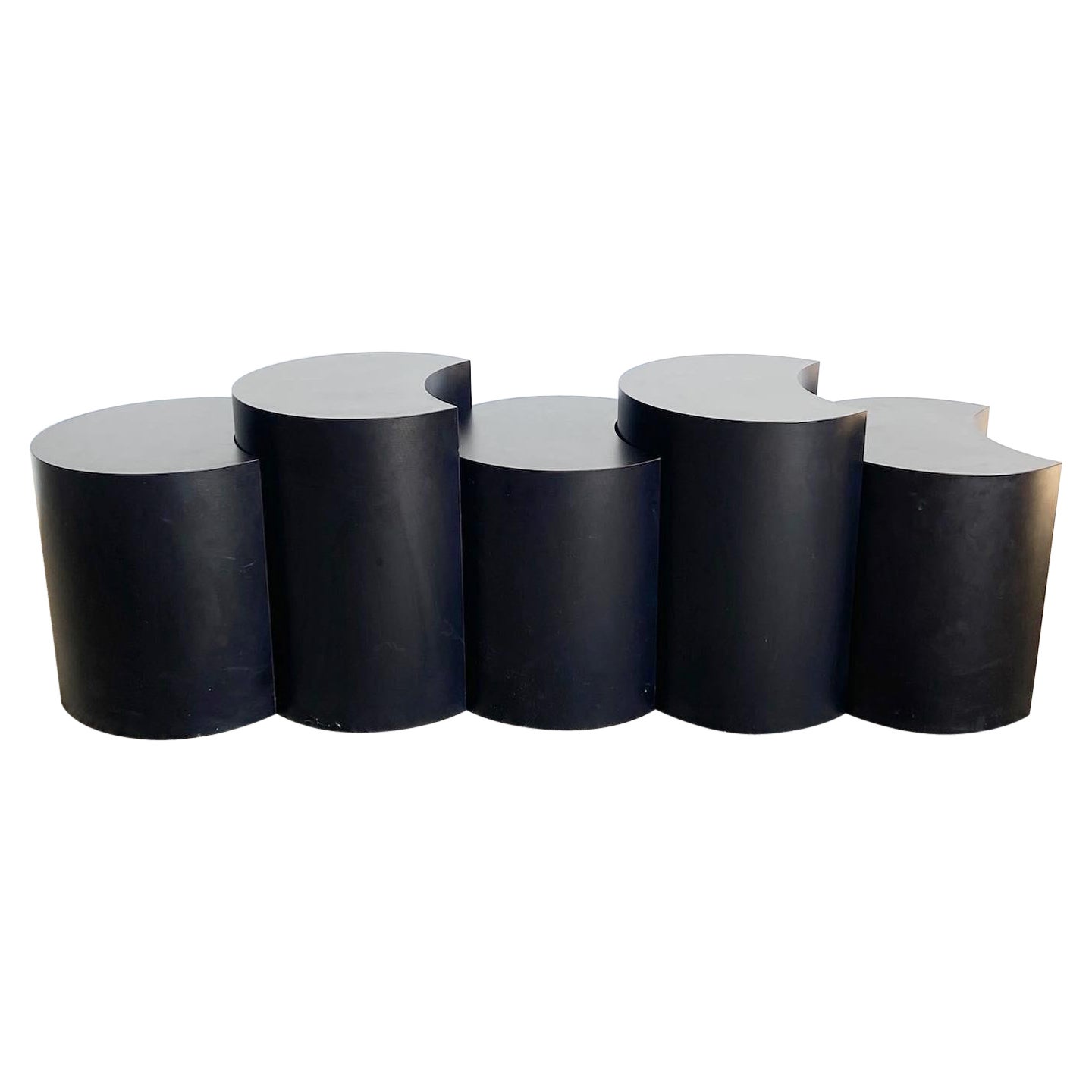 Postmodern Crescent Black Laminate Nesting Tables - Set of 5 For Sale