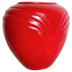 Vase postmoderne en céramique rouge de Haeger