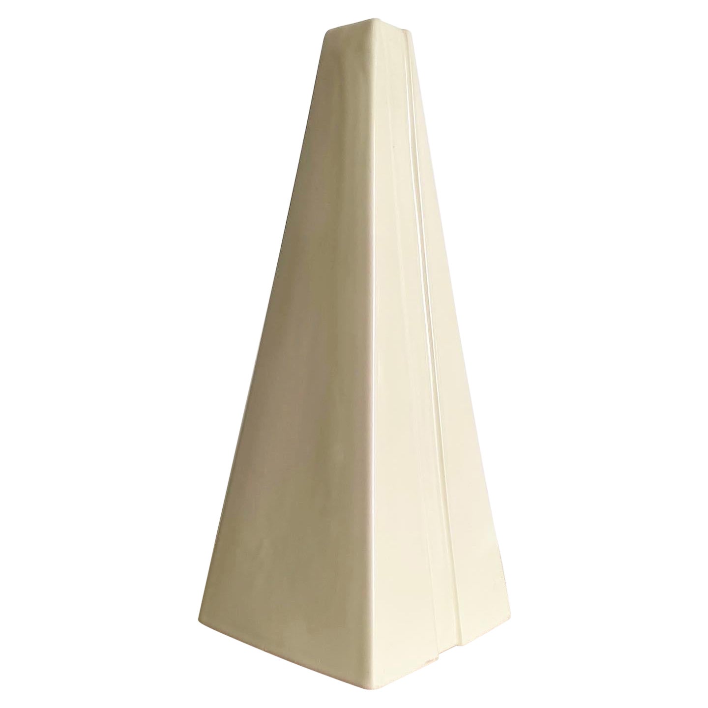 Postmodern Cream Pyramid Vase by Haeger For Sale