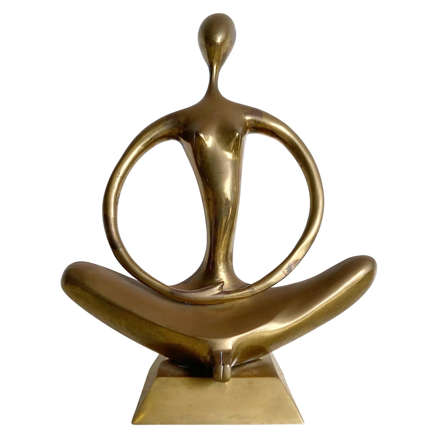 Modernist Brass Meditation Yoga Sculpture