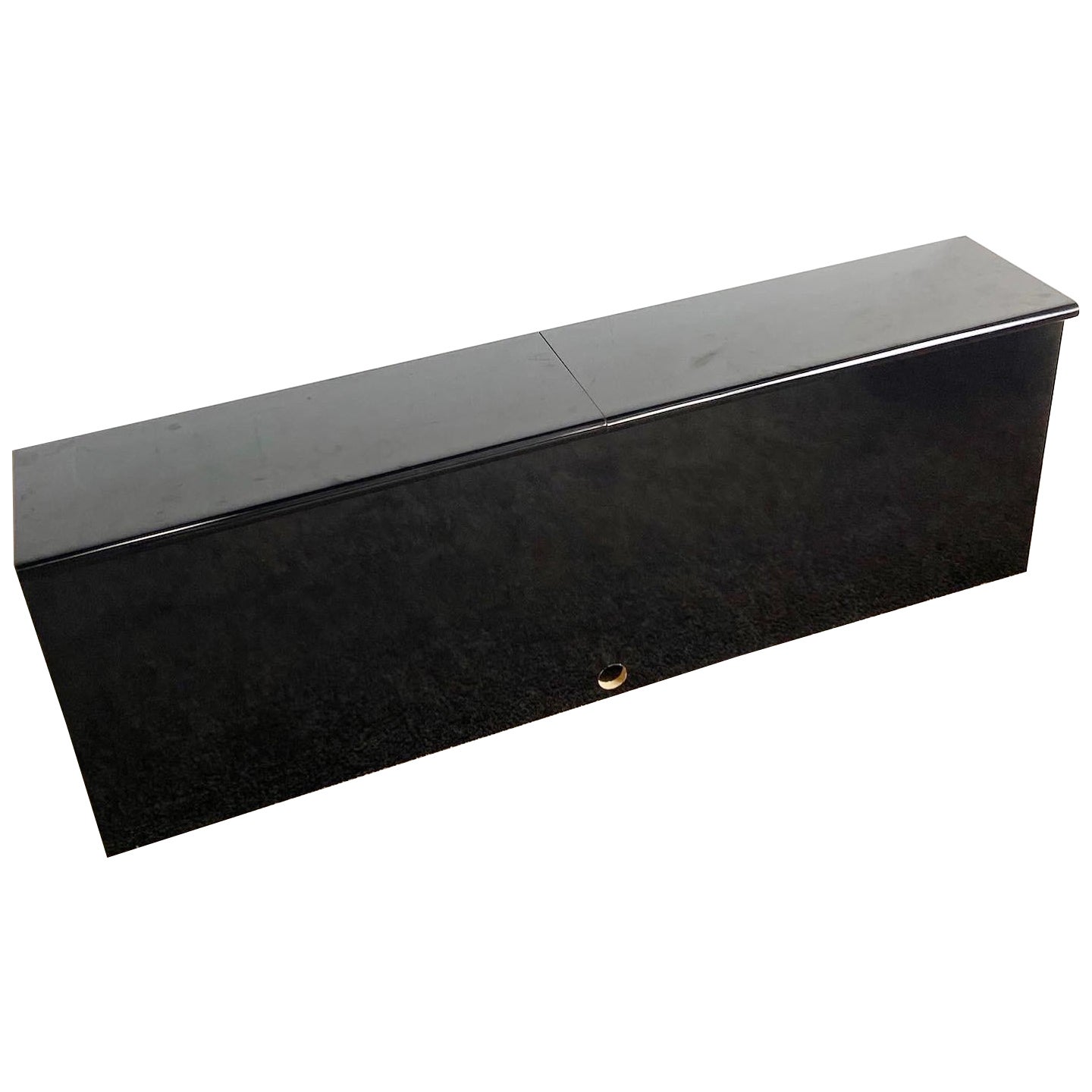 Postmodern Black Lacquer Laminate King Size Storage Headboard For Sale