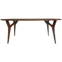 Glass, Walnut and Brass Italian Design Table 4