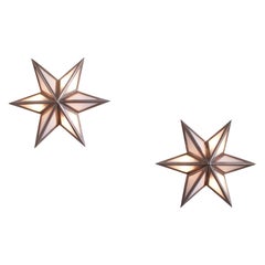 A pair of star-shaped wall sconces made of steel and glass, Italy, 1960s