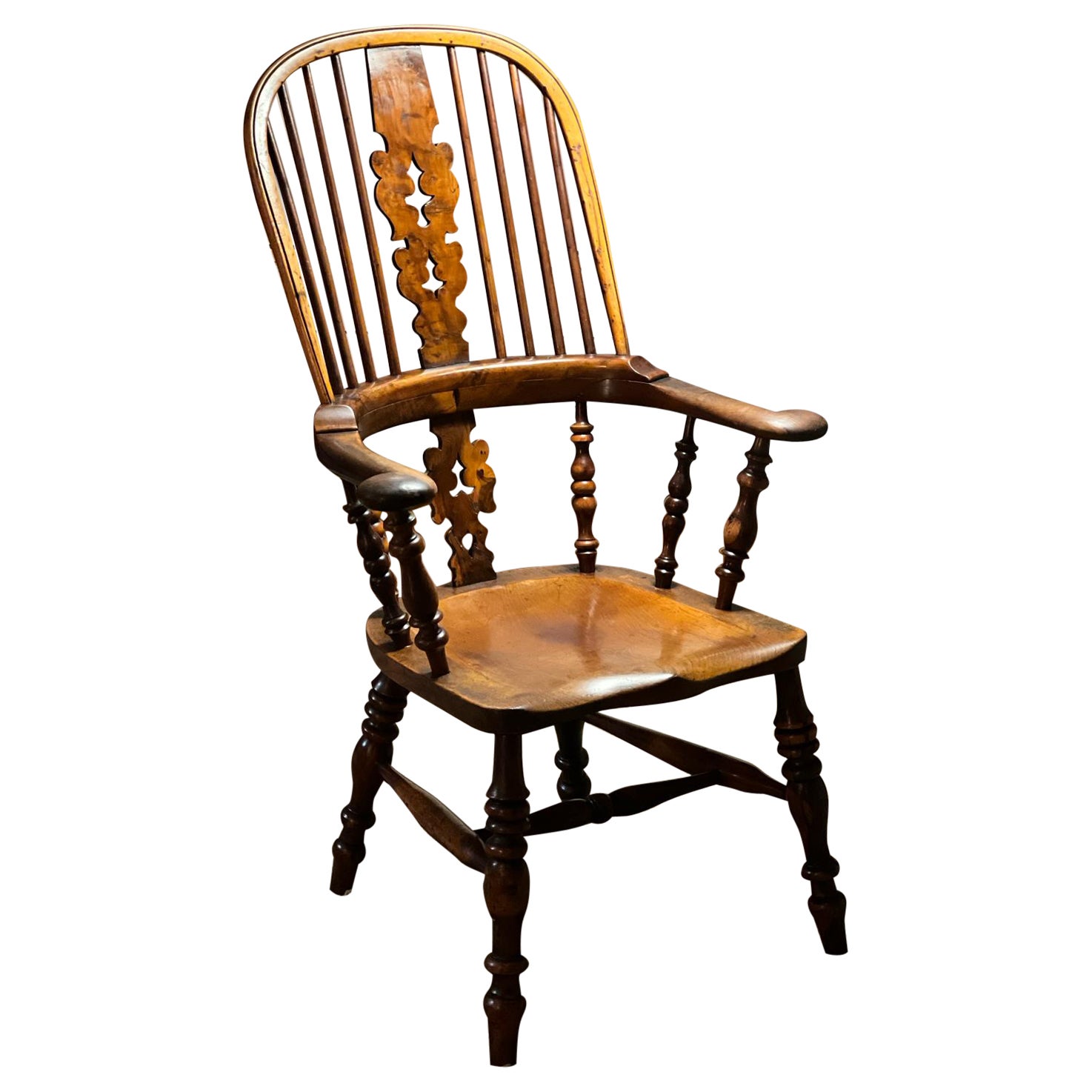 Grand fauteuil victorien Windsor en orme 19ème siècle