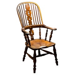 Grand fauteuil victorien Windsor en orme 19ème siècle