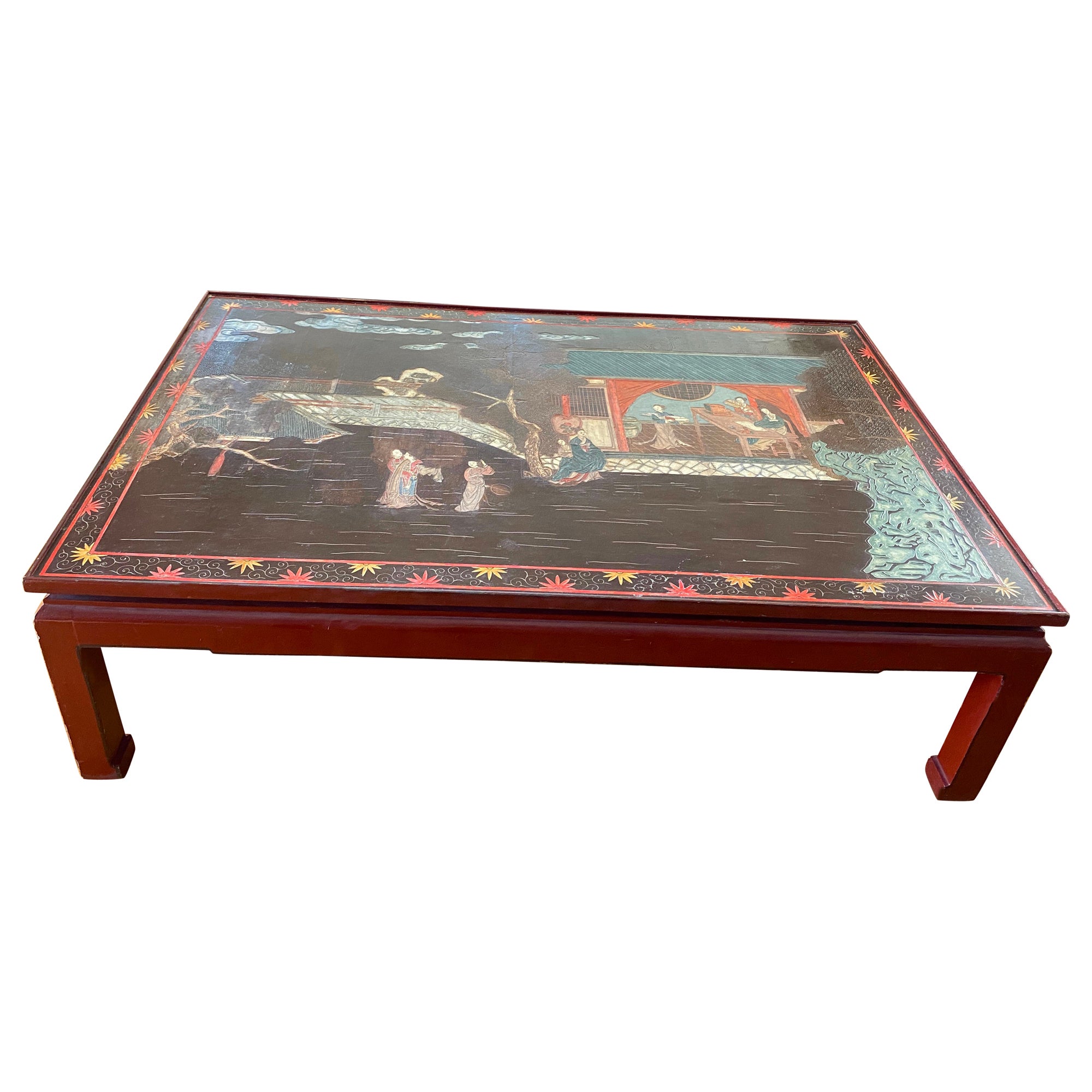 18th Century Coromandel Screen Large Chinese Coffee Table For Sale