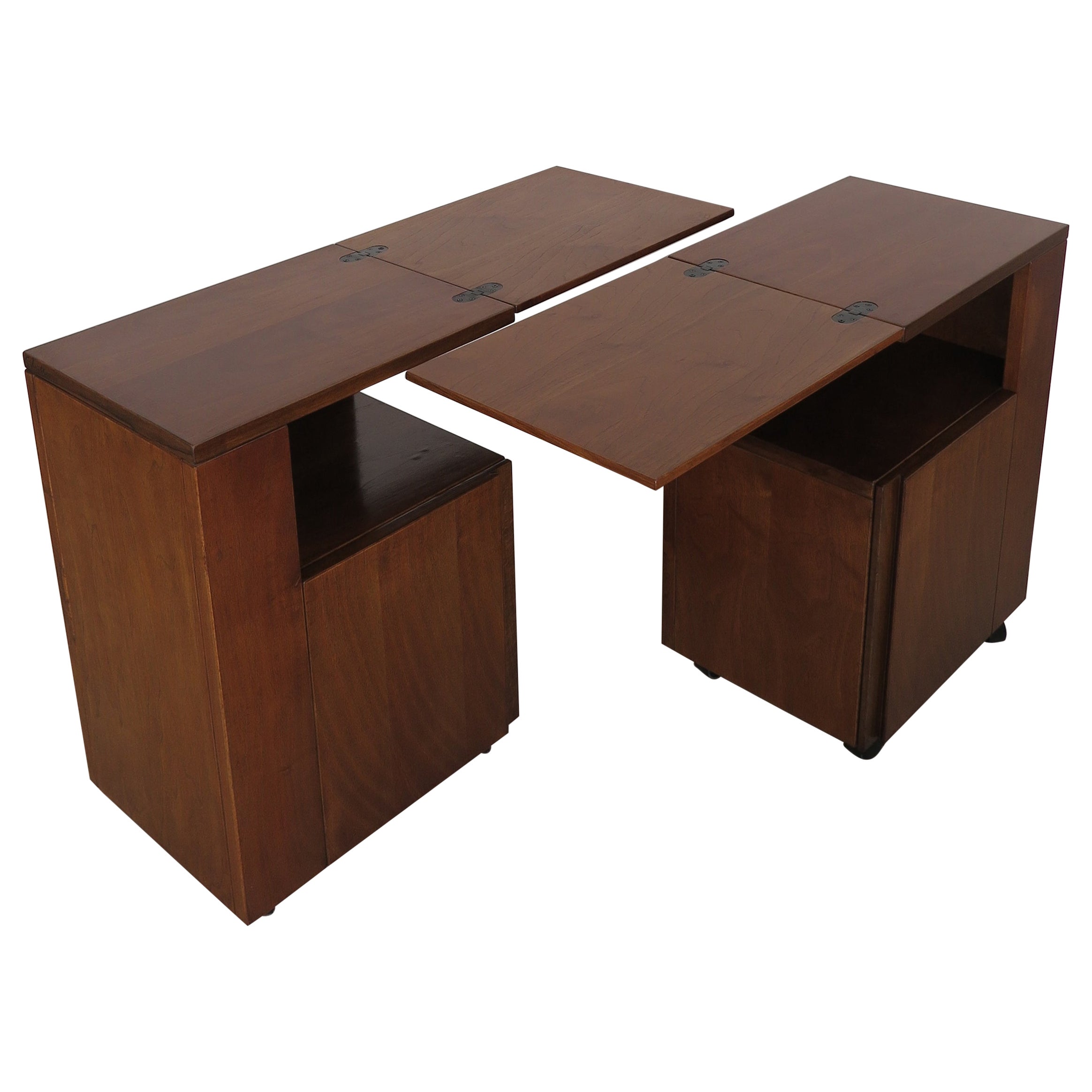 Giovanni Michelucci Poltronova Italian Wood Bedside Tables Nithg Stands 1960s