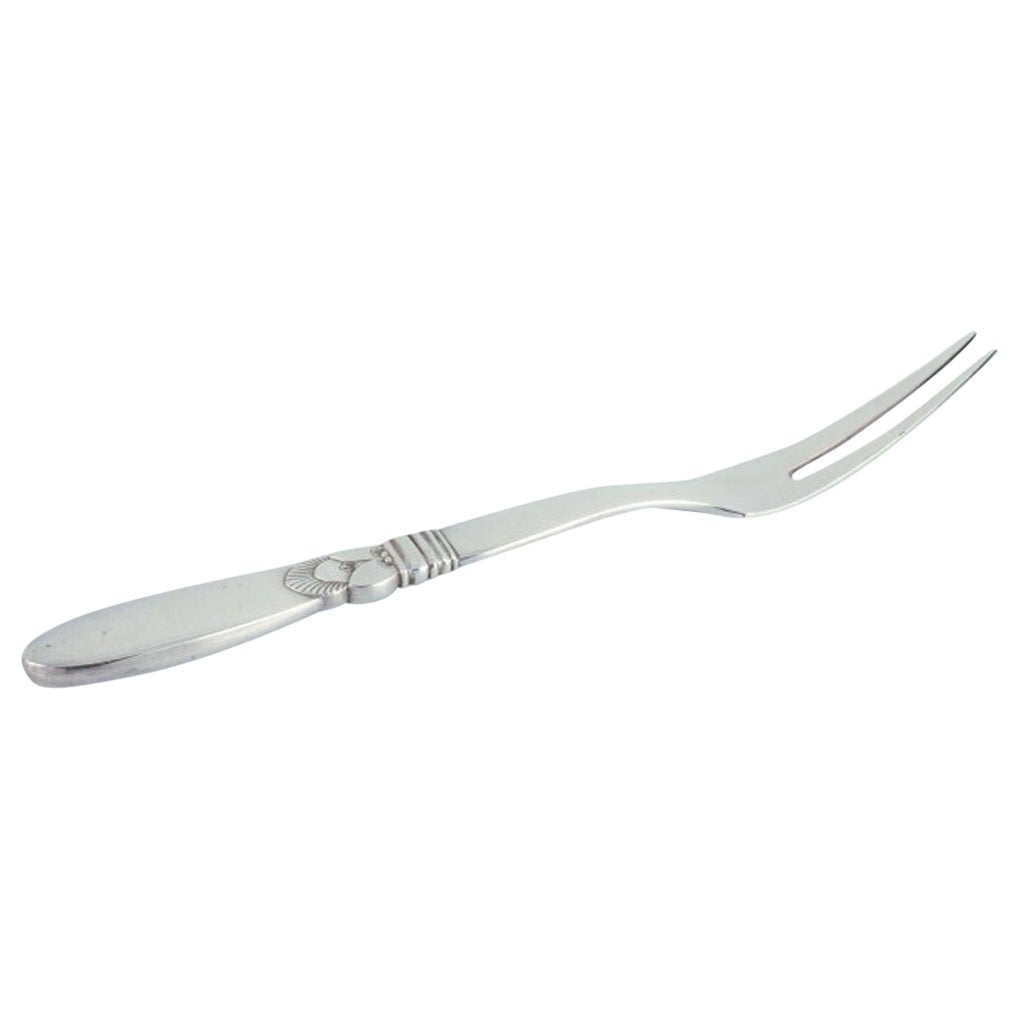 Georg Jensen Cactus. Long carving fork in all silver, sterling silver.  For Sale