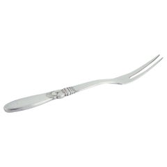 Georg Jensen Cactus. Long carving fork in all silver, sterling silver. 