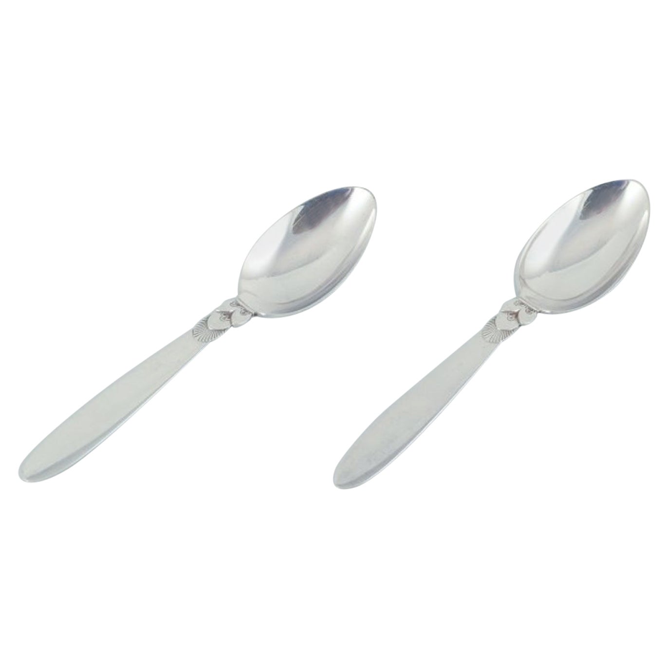 Georg Jensen Cactus. Two dessert spoons in sterling silver.  For Sale
