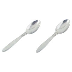 Vintage Georg Jensen Cactus. Two dessert spoons in sterling silver. 
