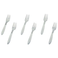 Georg Jensen Cactus. Six cake forks in sterling silver. 