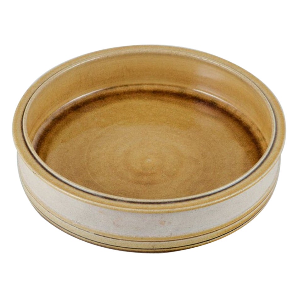 Nils Kähler for Kähler. Large ceramic bowl with uranium yellow glaze. For Sale