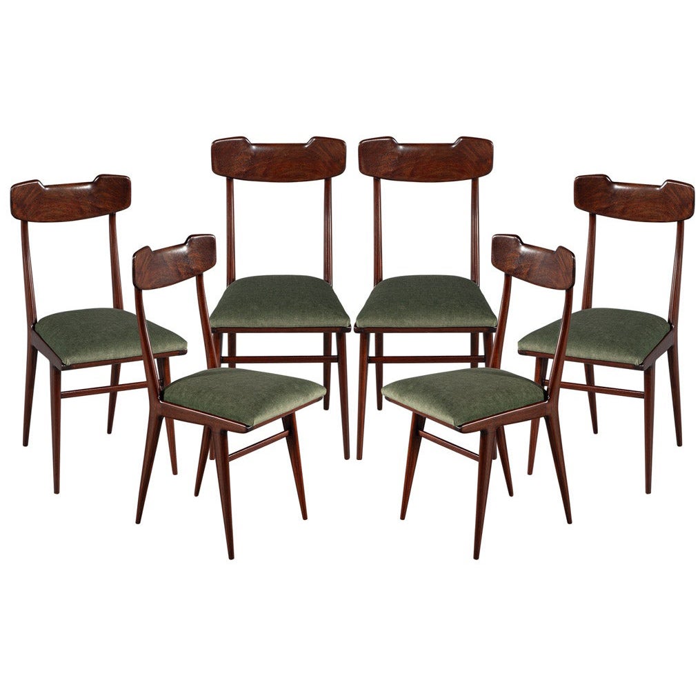 Ensemble de 6 chaises de salle à manger italiennes par Carlo De Carli