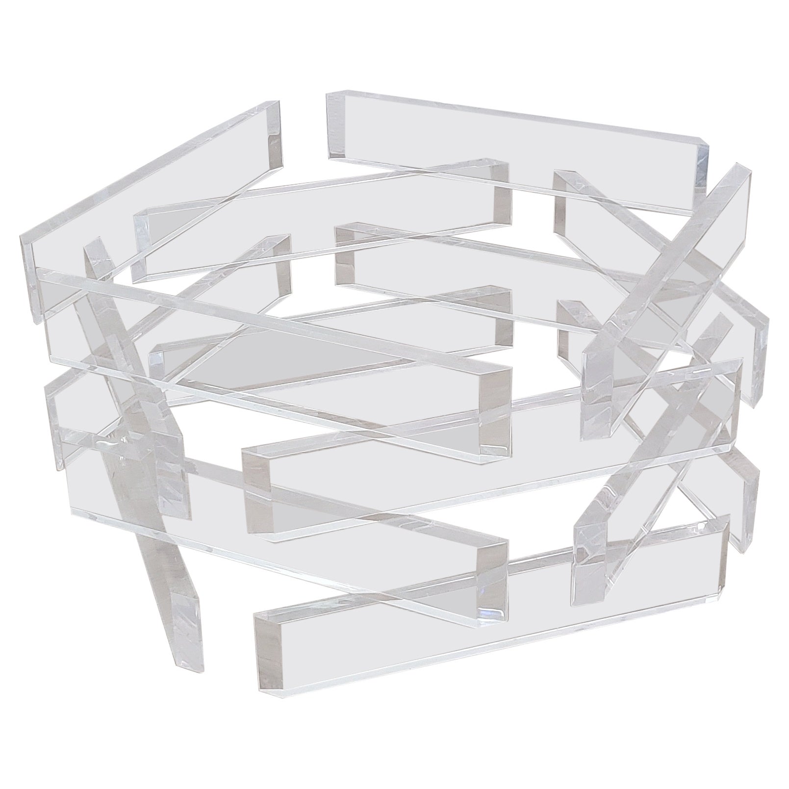 Stacked Lucite Coffee Table For Sale