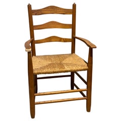 Vintage A Child's Wooden Chair with Handwoven Rush Seat, American