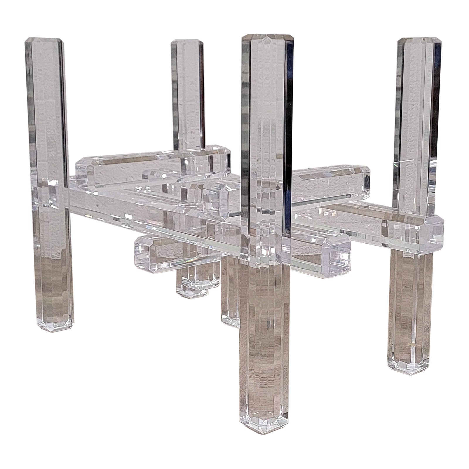 Lucite Skyscraper Column Geometric Table de salle à manger ou base de bureau