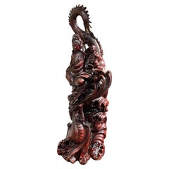 Vintage Monumental Chinese Rosewood Guanyin Sculpture