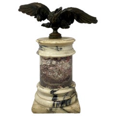 Antique 19th Century French Bronze Eagle on Marble Plinth, Circa 1880.