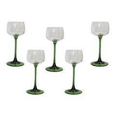 Vintage Green French Luminarc Cordial Glassware, Set of 5, 1970s, France
