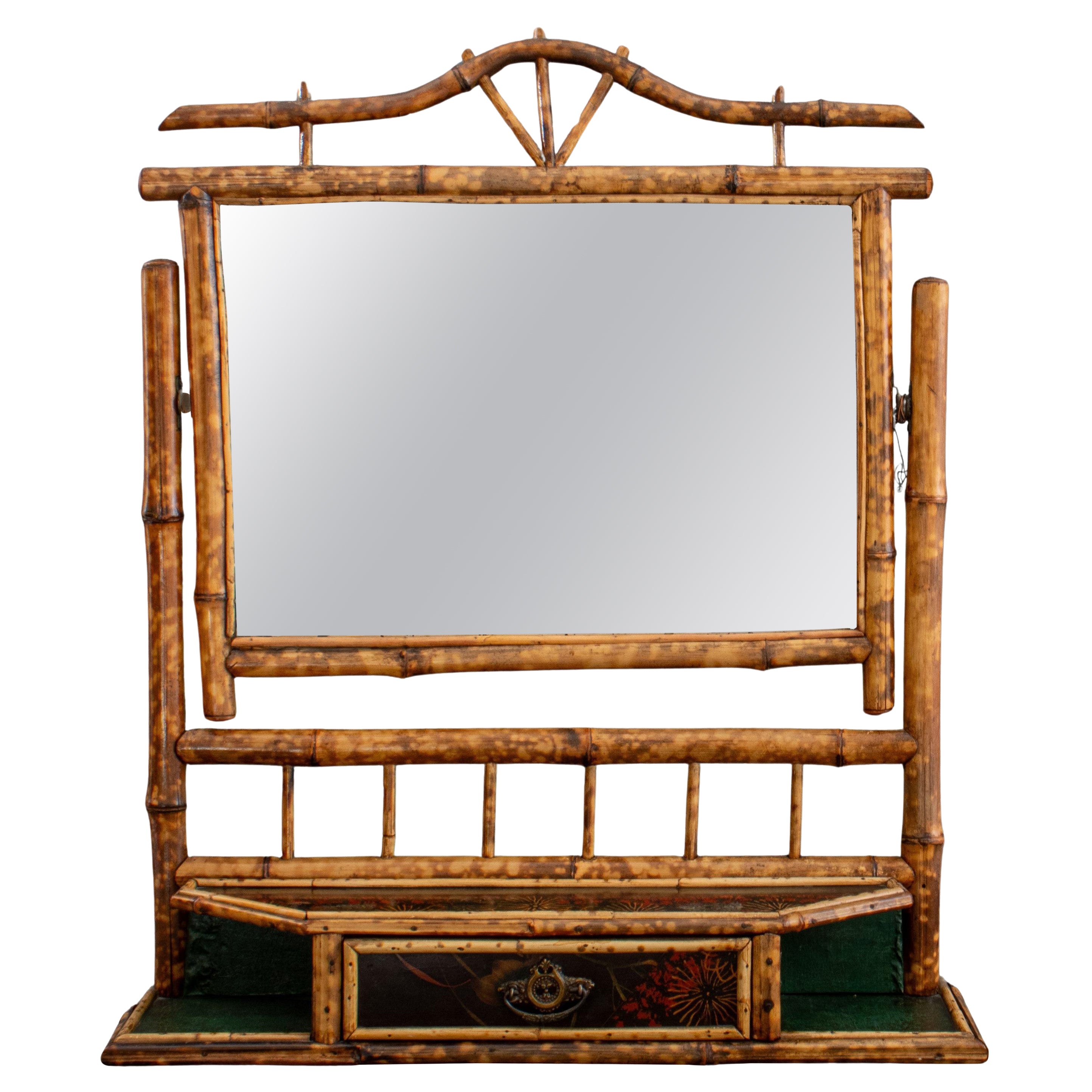 Aesthetic Movement Bamboo Beveled Vanity Mirror