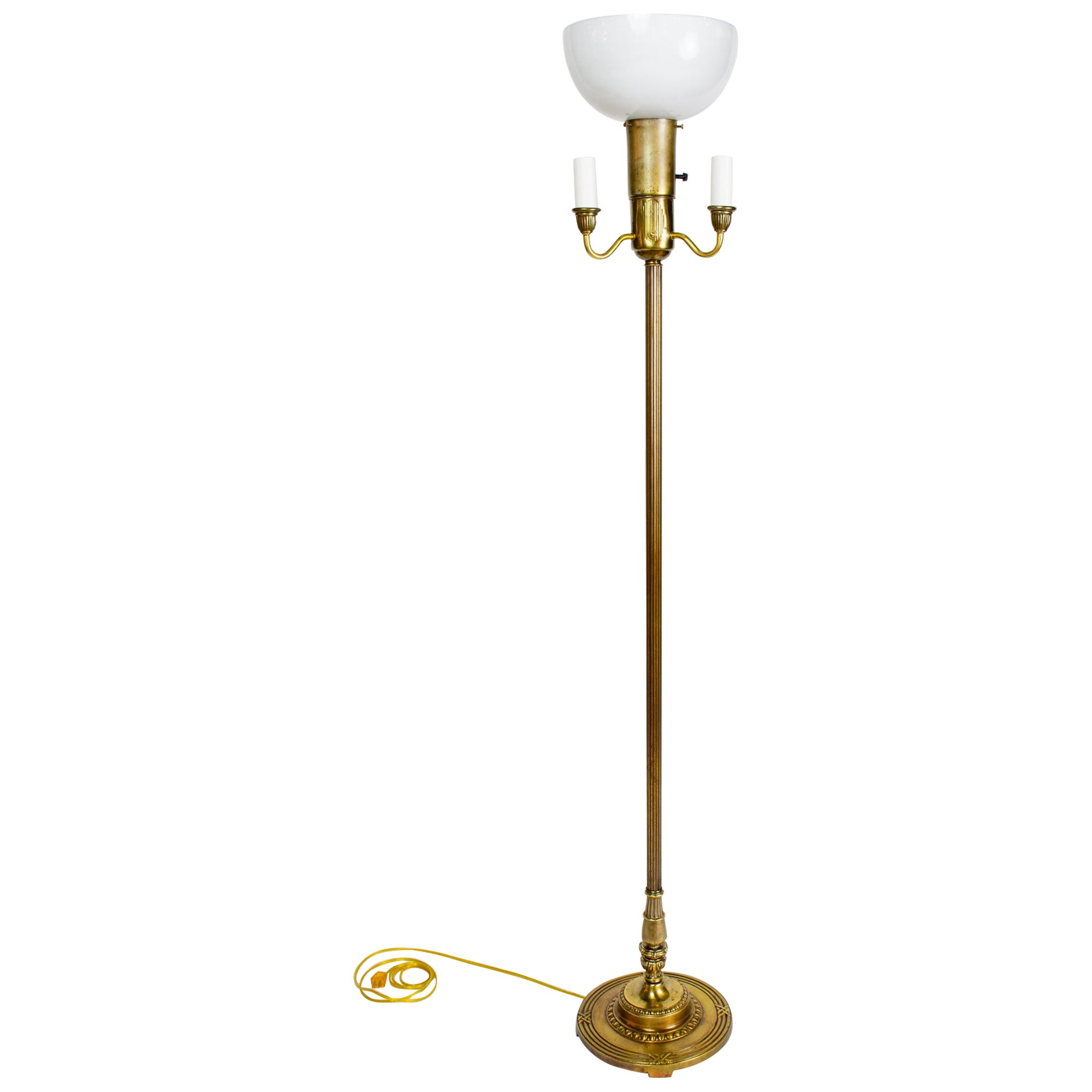 Mid 20th Century Traditional Brass Six Way Floor Lamp For Sale