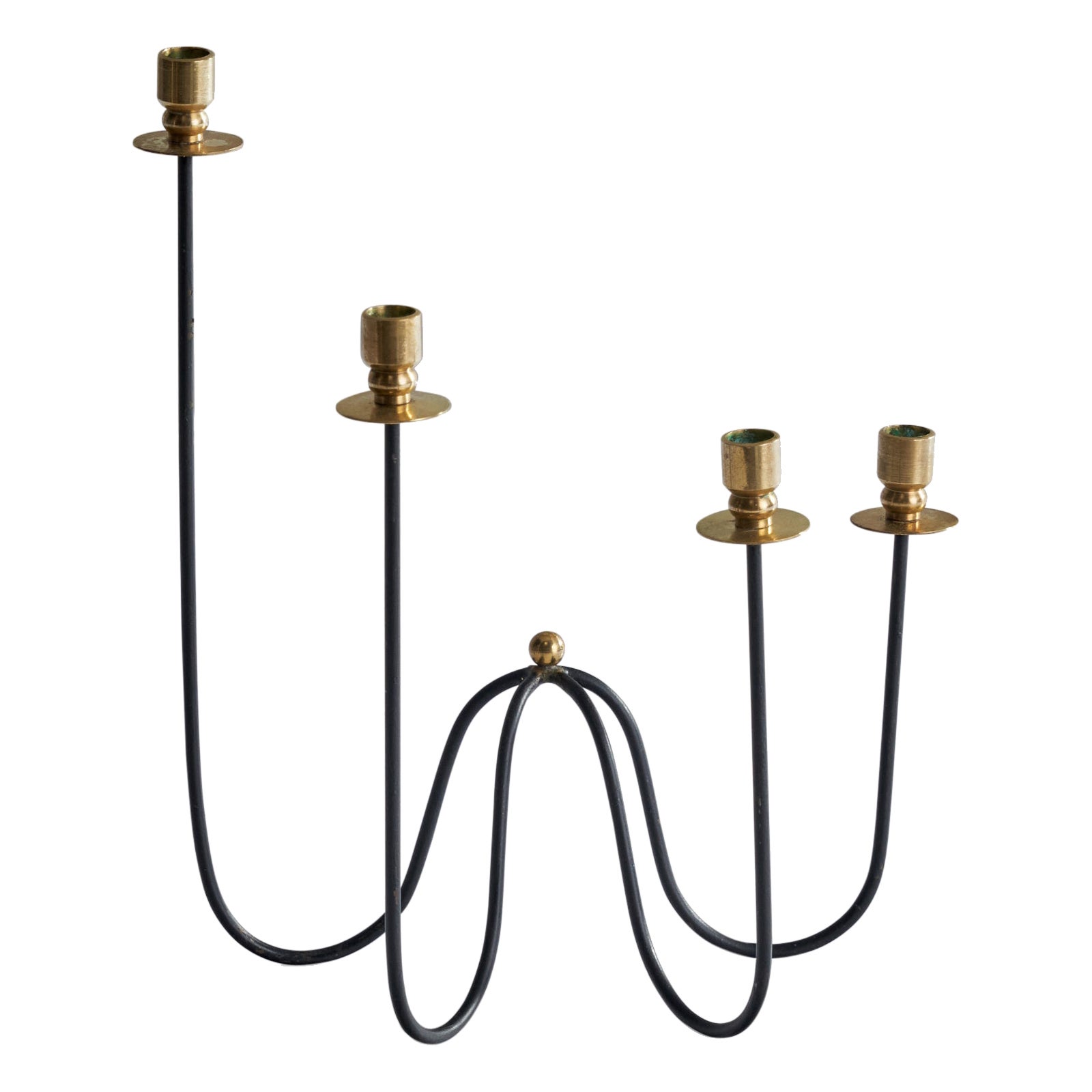 Swedish Designer, Candelabra, Brass, Metal, Sweden, 1940s