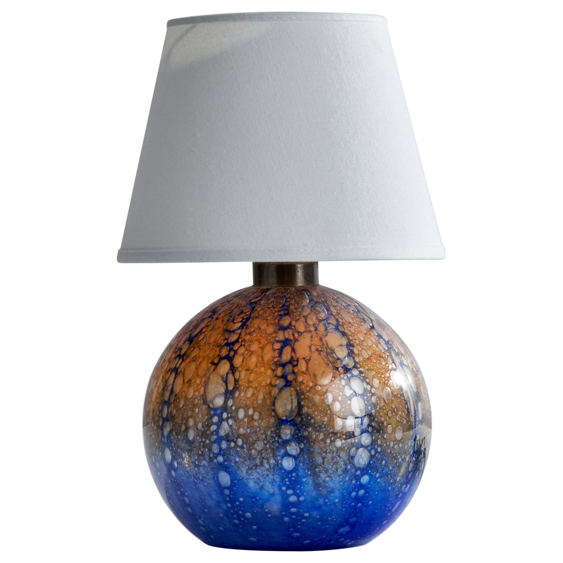Lampada da tavolo di design svedese, vetro, ottone, Svezia, anni '1930
