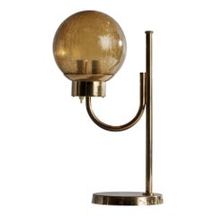 Vintage Bergboms, Table Lamp, Brass, Glass, Sweden, 1960s