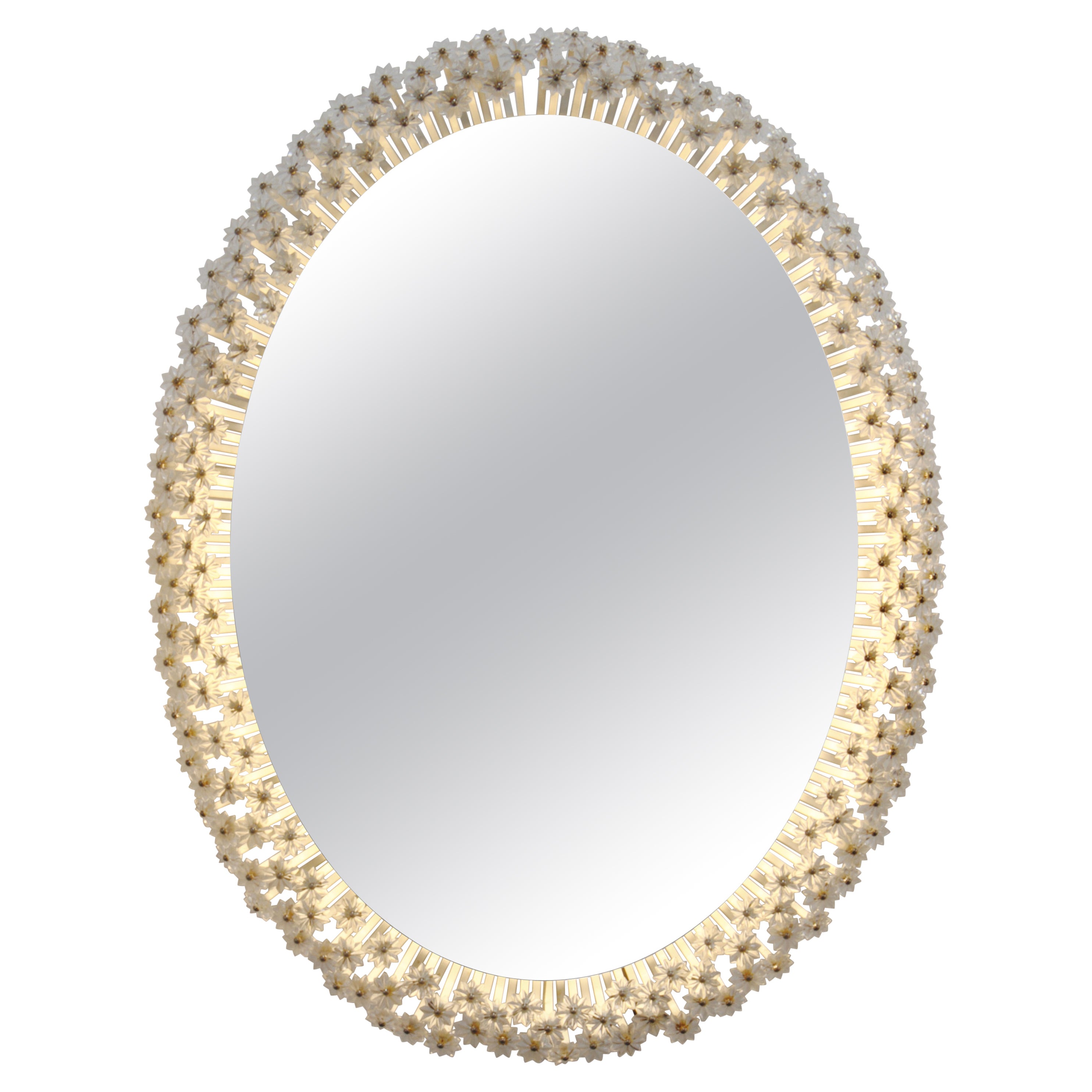 Emil Stejnar Oval Wall Mirror with 200+ Backlit Austrian Crystals For Sale