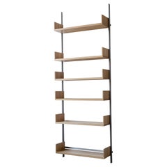 Estantería mural modular AS4 de 32" de ancho: roble blanco macizo y acero laminado en frío