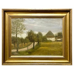 Fin du 19e siècle, peinture à l'huile d'un paysage antique avec motif d'Antiquities