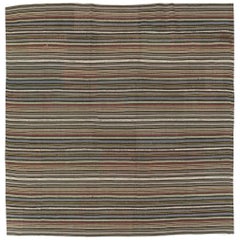 Tappeto turco a trama piatta della metà del XX secolo, Kilim quadrato di piccole dimensioni per la stanza