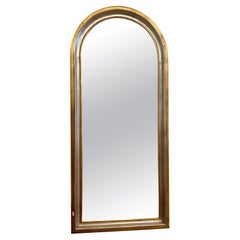 1960's Hollywood Regency Gold & Silver Leaf Giltwood Arched Italian Mirror