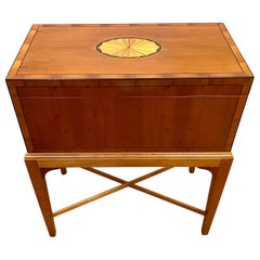 Baker Furniture Mahogany Inlay Table with Small Chest Box on Stand for Storage