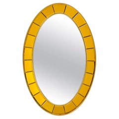 Cristal Art Oval Gold Hand-Cut Beveled Glass Mirror Model 2727, 1950s