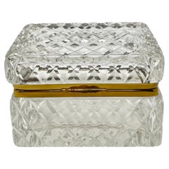 Antique French Cut Crystal and Gold Bronze Box, Circa 1890.
