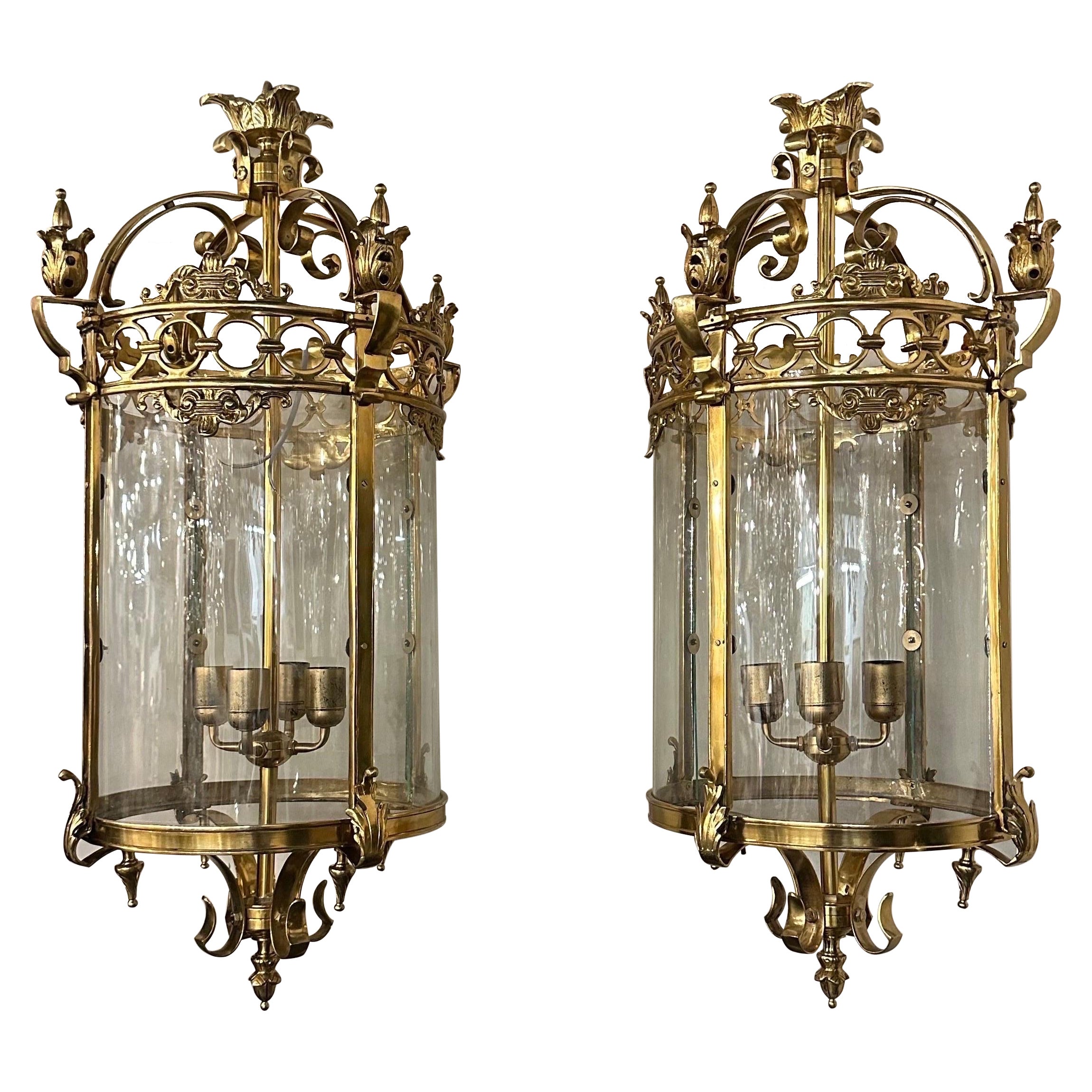 Matching pair of mid century, Dutch royal lanterns  For Sale
