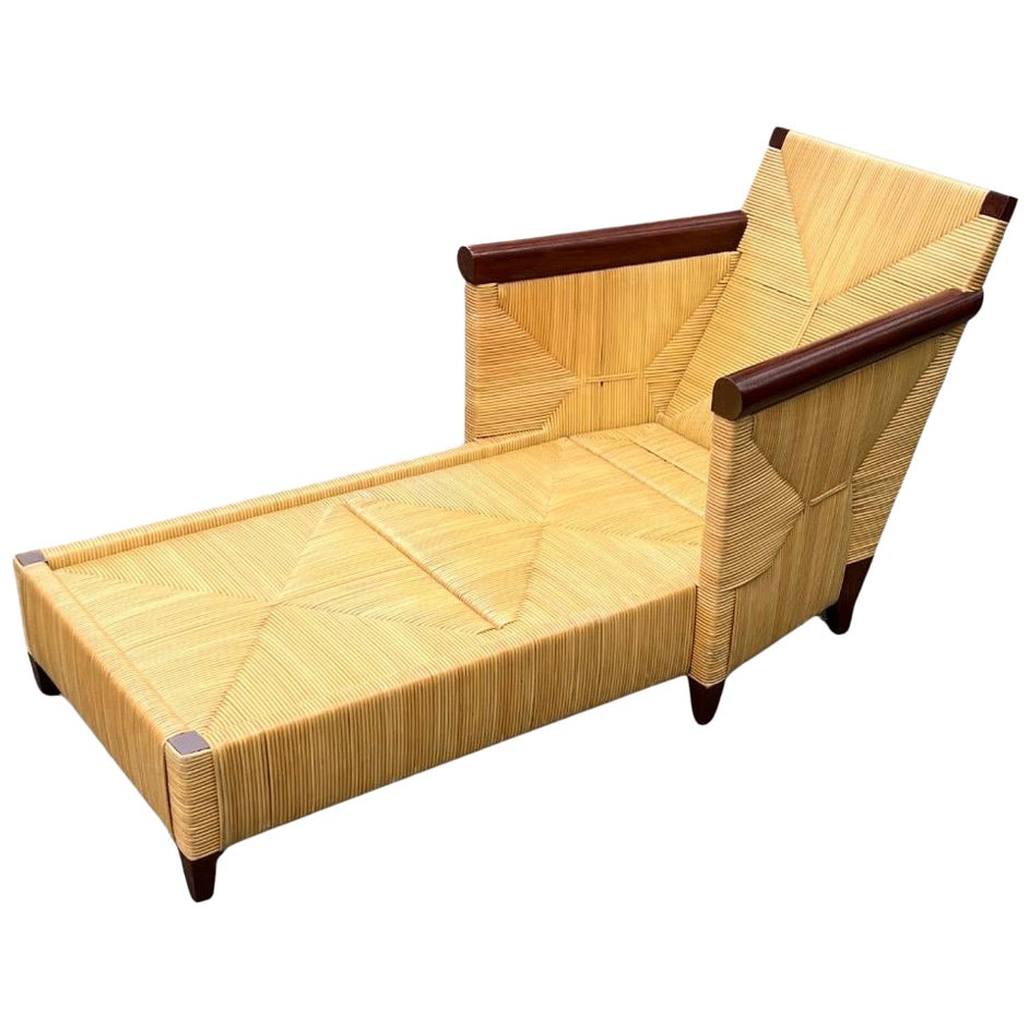 Sophisticated Restored Rush Cane Chaise Lounge by John Hutton for Donghia For Sale