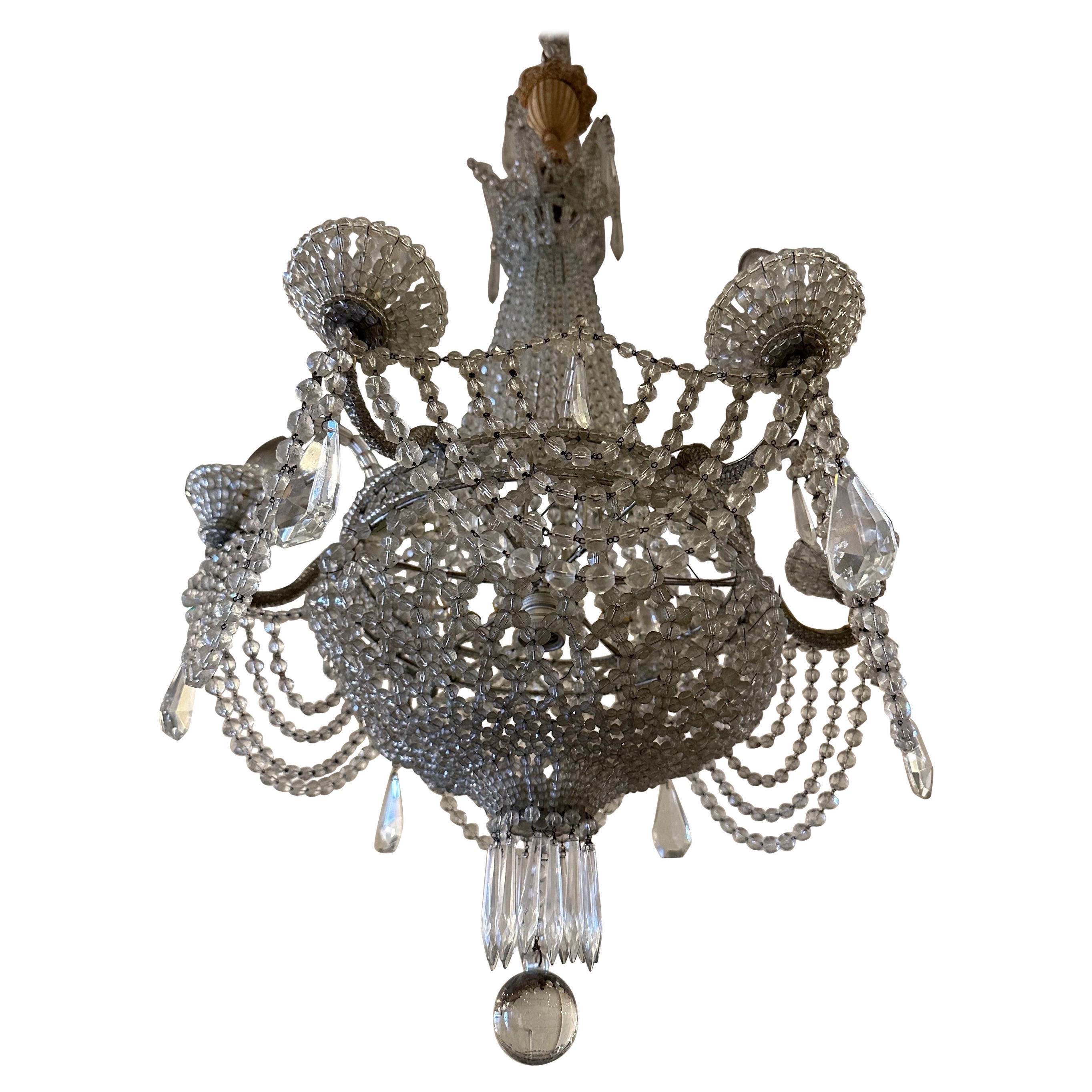 Beautiful Italian crystal empire light with exquisite detail 
 For Sale