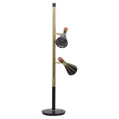 Restored 1960s Vintage Floor Lamp with Brass and Adjustable Lights