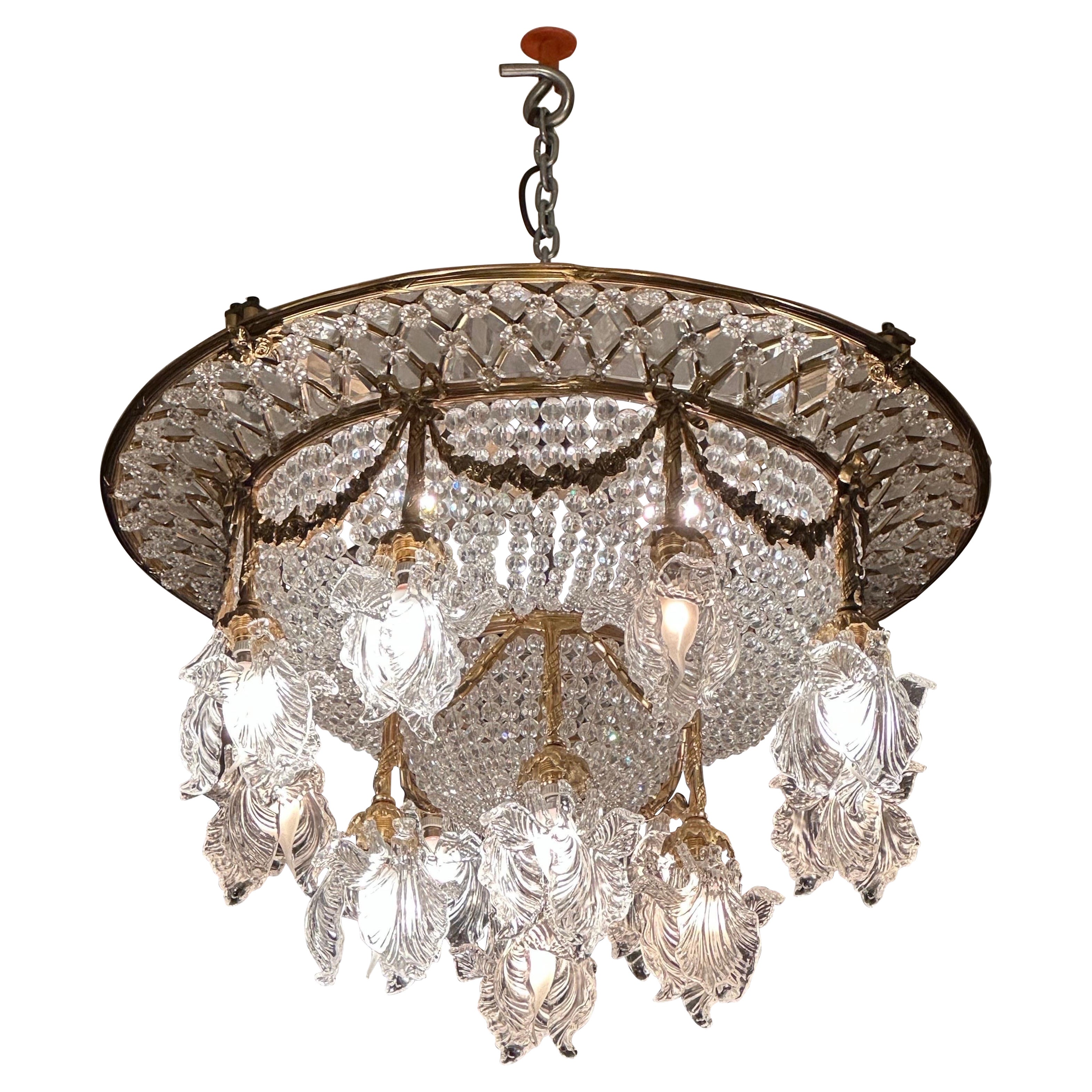 Beautiful French, art deco crystal chandelier  For Sale