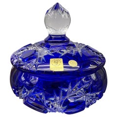Hand Cut Lead Crystal Candy Dish with Cover by Caesar Crystal Bohemiae Co.