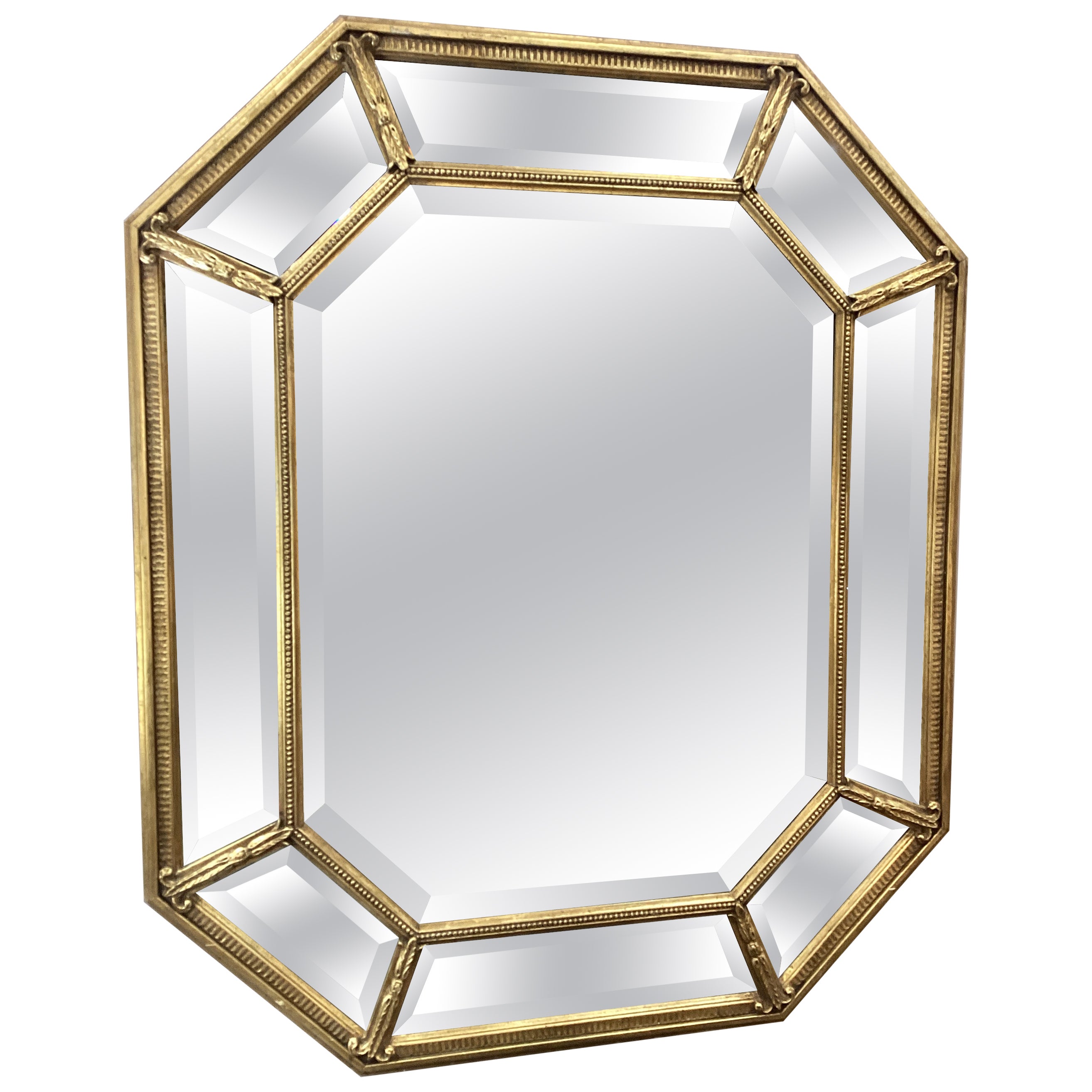 Italian Octagonal Giltwood Beveled Mirror 