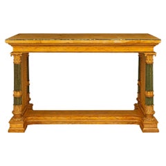 Antique Italian 19th c. Neo-Classical St. Marble, Faux Marble, & Giltwood Center Table