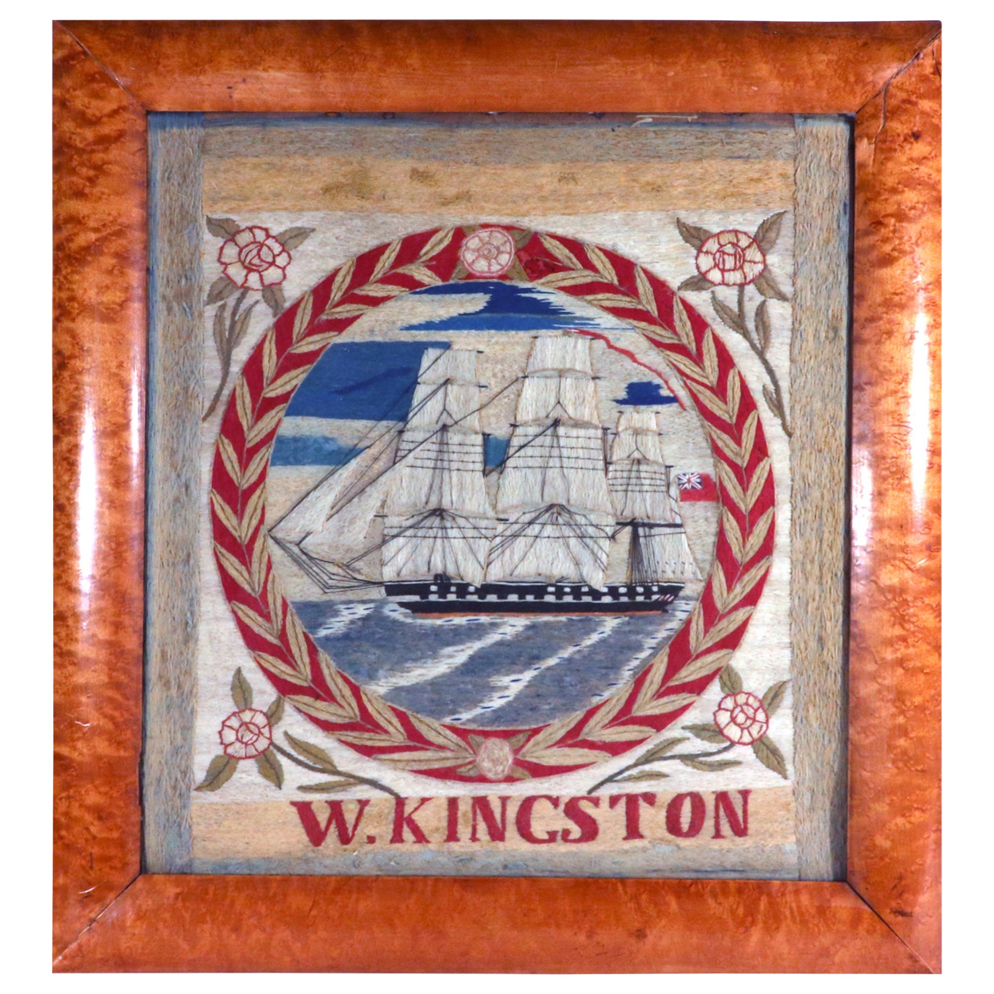 British Sailor's Woolwork, Signed W. Kingston For Sale