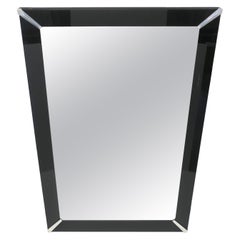 Used Art Deco Wall Mirror with Black Glass Frame