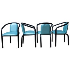 Vintage 1980s Postmodern Tubular Vinyl Chairs - Set of 4